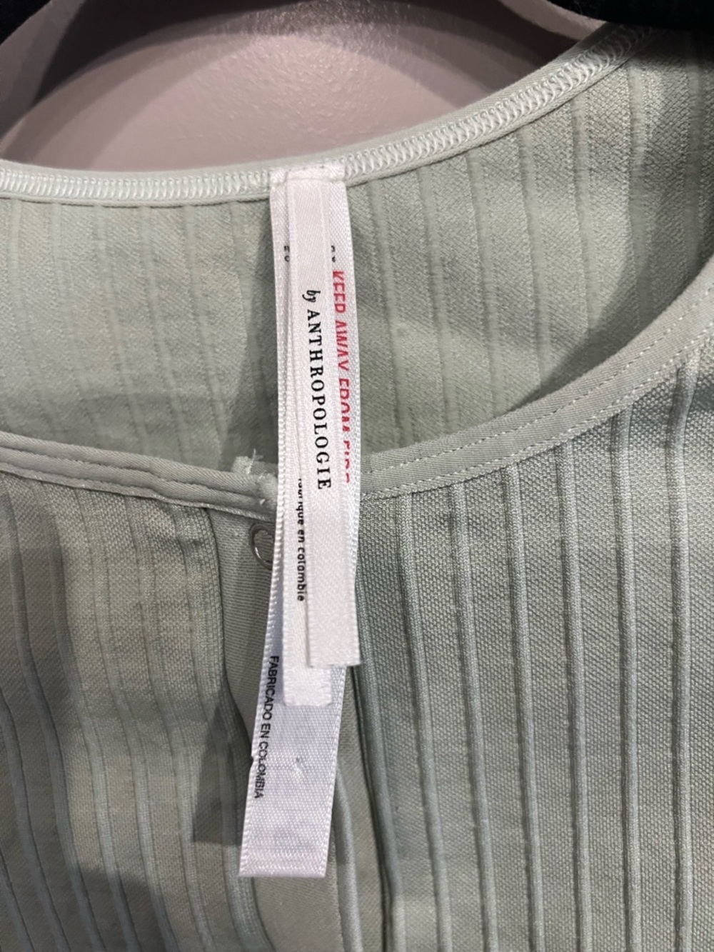 Anthropologie Pale Green Khaki Ribbed Snap Crop Top S/M - Picture 2 of 6